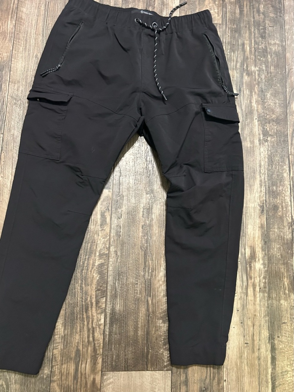 Men's Black Cargo Pants with Drawstring Waist
